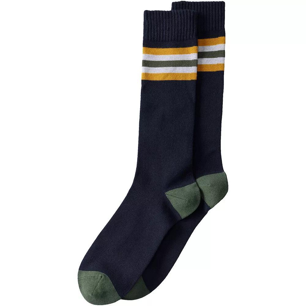 Men's Lands' End Novelty Crew Socks, Blue Rugby Stripe Product Image