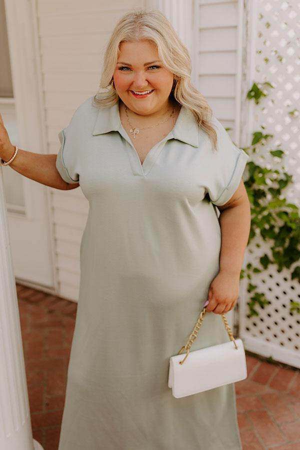Cue The Casual T-shirt Midi Dress in Sage Curves Product Image