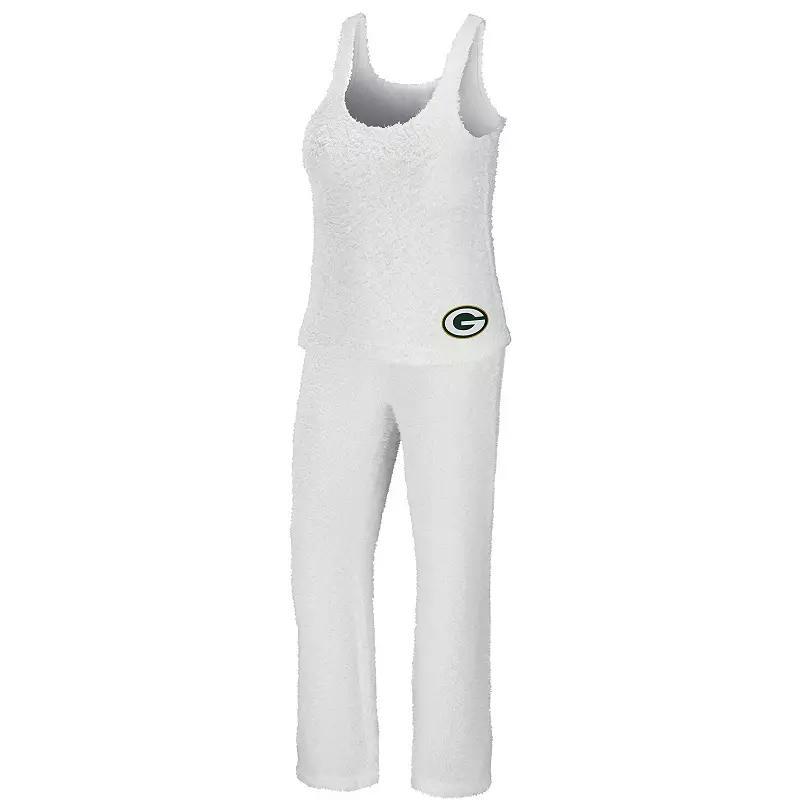 Womens WEAR by Erin Andrews Cream Green Bay Packers Plus Size Cozy Scoop Neck Tank Top & Pants Set Product Image