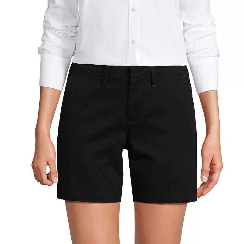 Women's Lands End Classic 7-in. Chino Shorts, Size: 8, Black Product Image