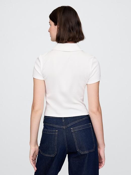 Modern Rib Cropped Polo Shirt Product Image