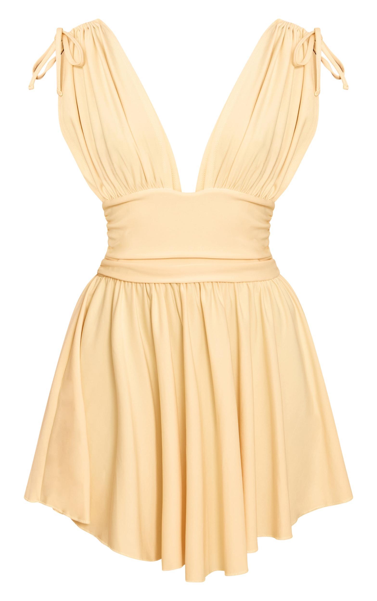 Lemon Jersey Plunge Neck Shift Dress Product Image