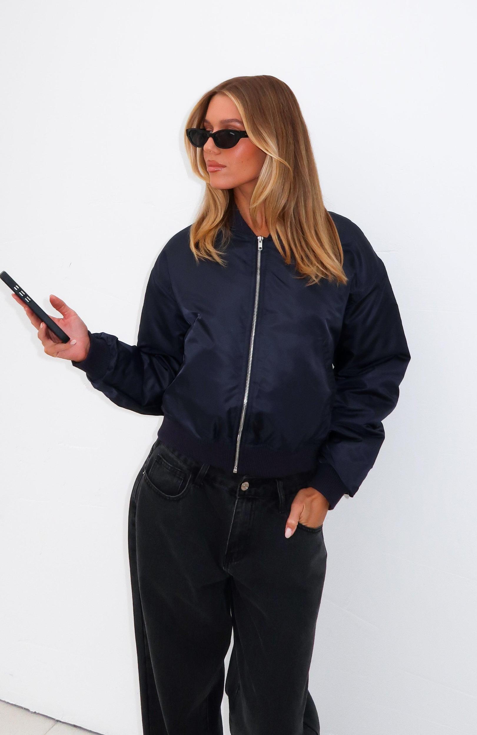 Walk On Out Bomber Jacket Navy Product Image