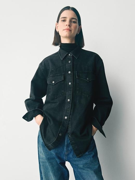 Denim Western Shirt Jacket Product Image