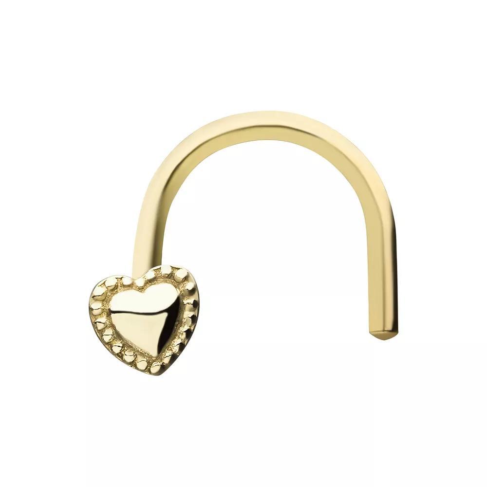 Earrangements 14k Gold Heart Nose Screw, Women's, Yellow Product Image