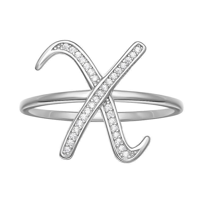 PRIMROSE Sterling Silver Cubic Zirconia Initial Ring, Women's, Size: 8, Sterling Silver X Product Image