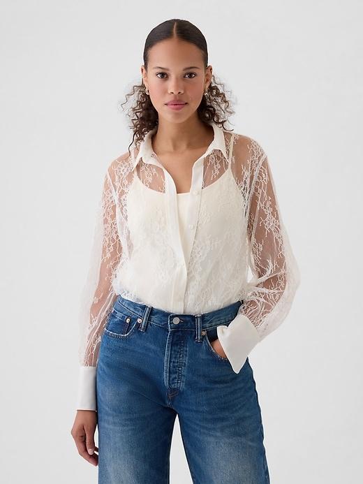 Sheer Lace Classic Shirt Product Image