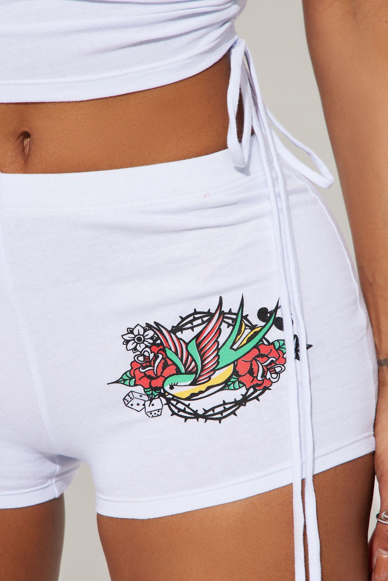 Bird And Dagger Mini Shorts - White Product Image