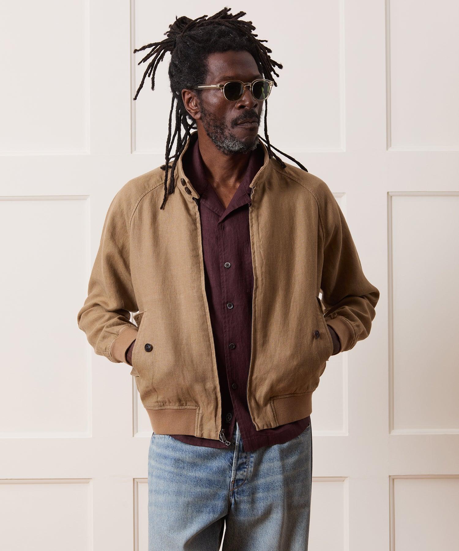 Cropped Linen Harrington Jacket Product Image