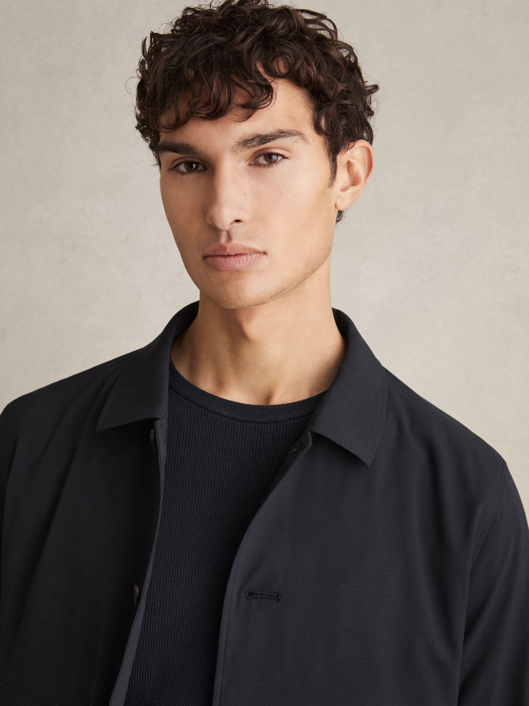 Textured Blouson Jacket in Navy Product Image