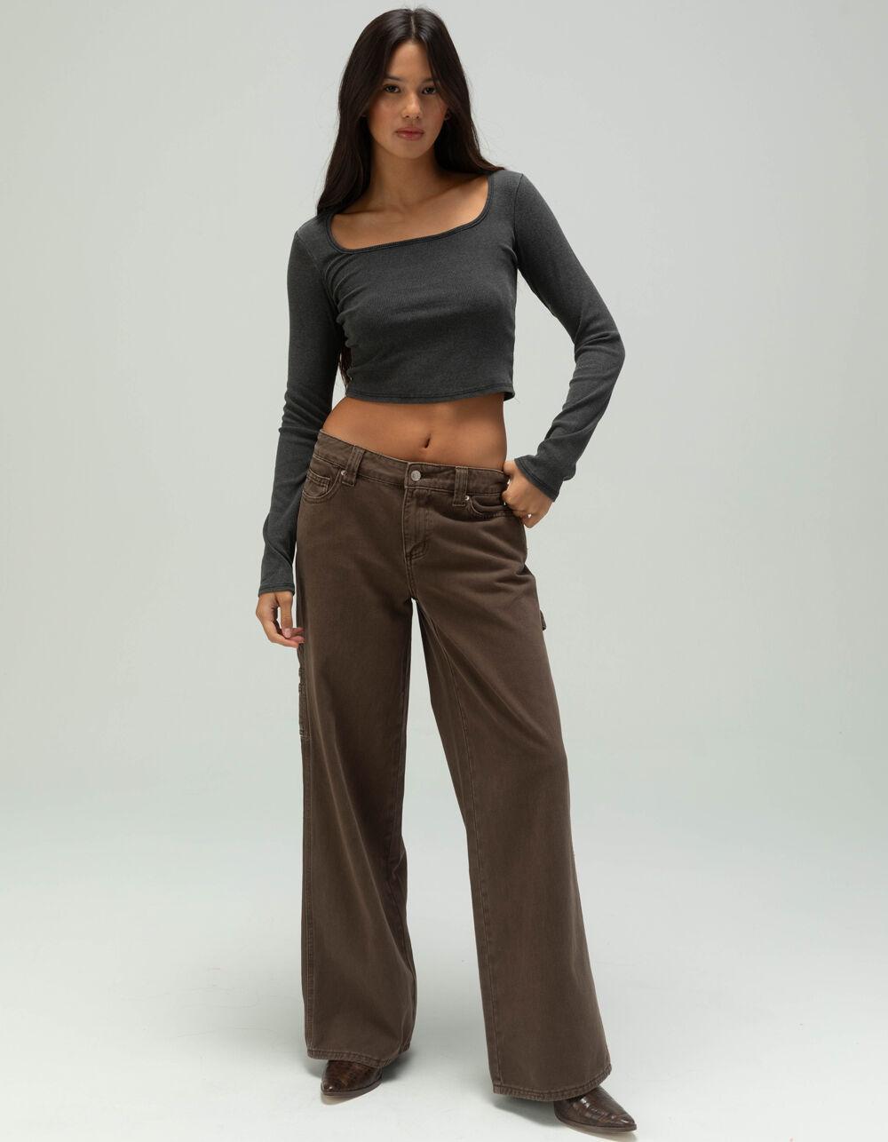 TILLYS Square Neck Womens Long Sleeve Tee - HEATHER GRAY Product Image