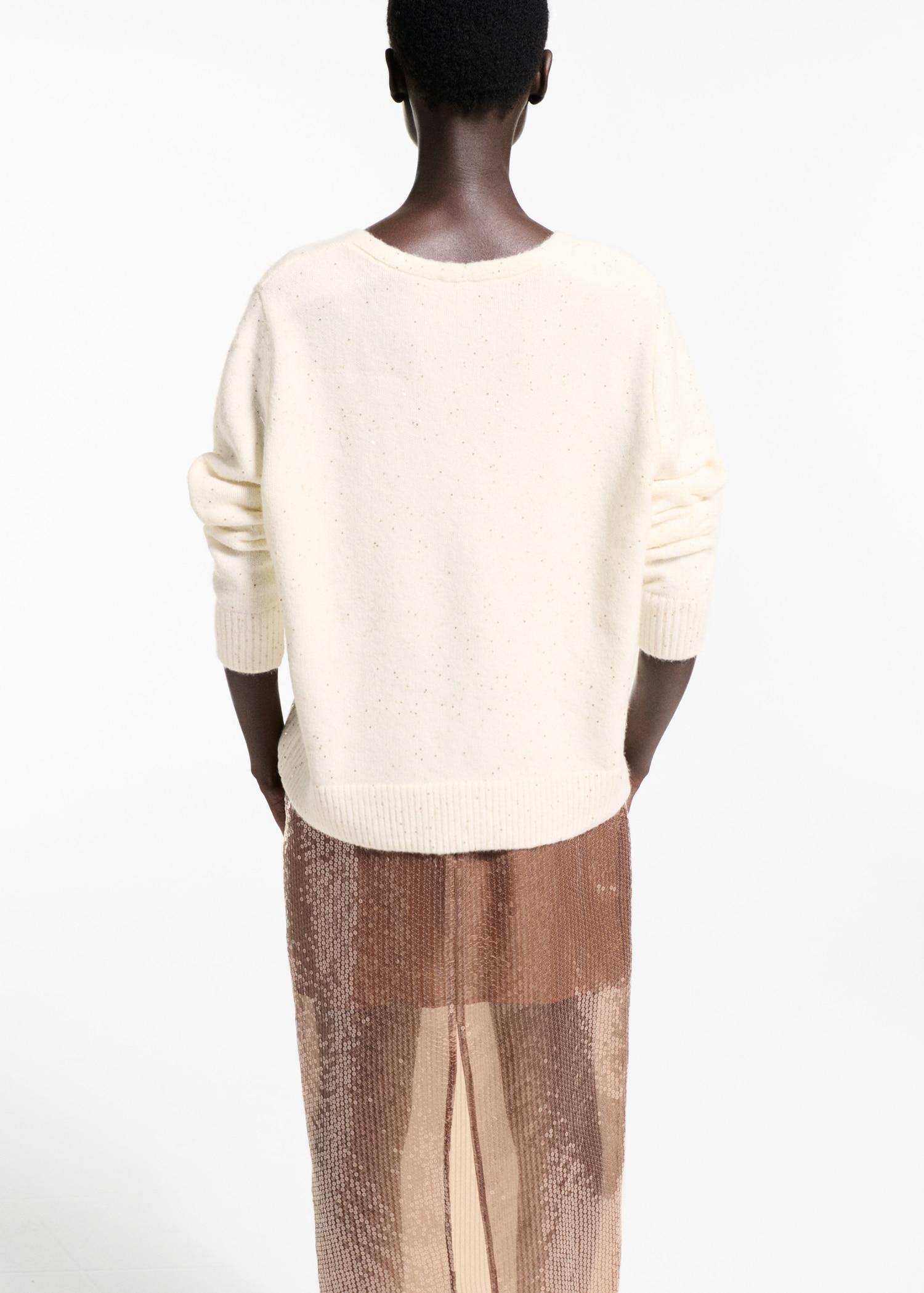 V-neck sequin sweater - Women | MANGO USA Product Image