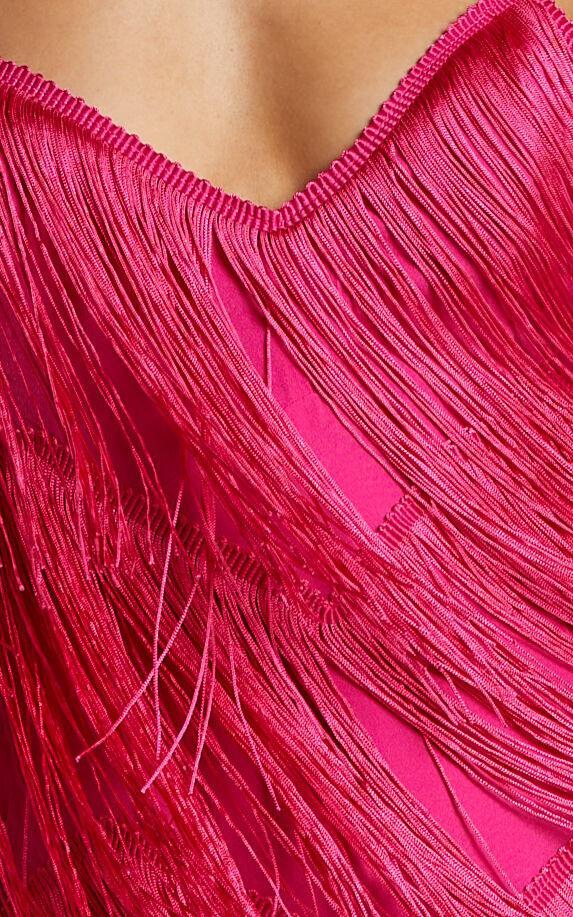 Siofra Mini Dress - Zig Zag Fringe Dress in Hot Pink Product Image