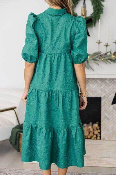 NURSING COLLECTION: Love Found Emerald Textured Tiered Midi Dress Female Product Image