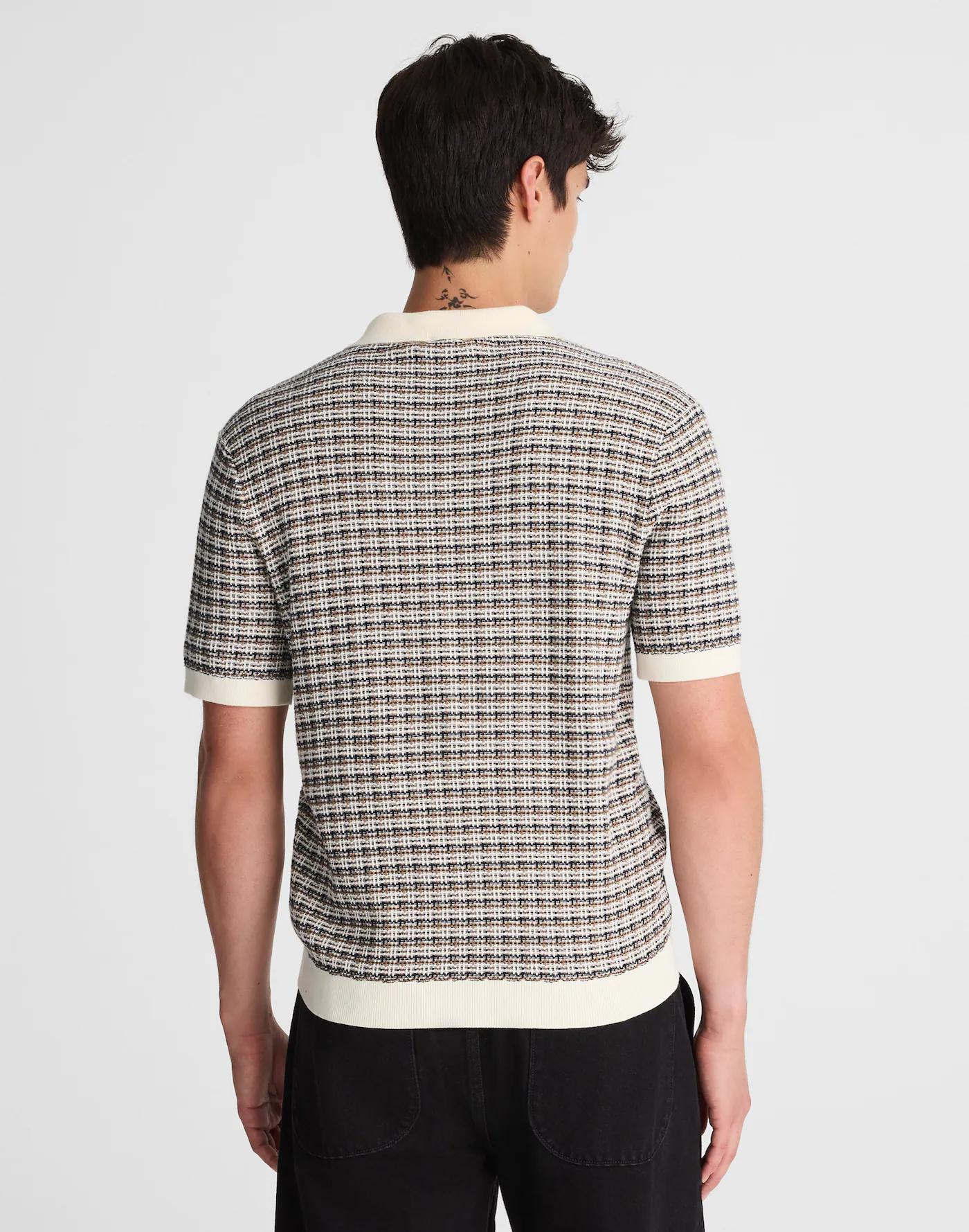 Plaid Johnny-Collar Sweater Polo Product Image