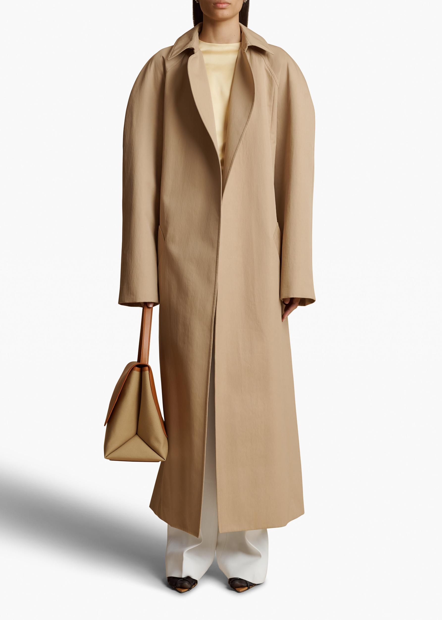 Large Lia Bag in Tan Leather and Honey Canvas Product Image
