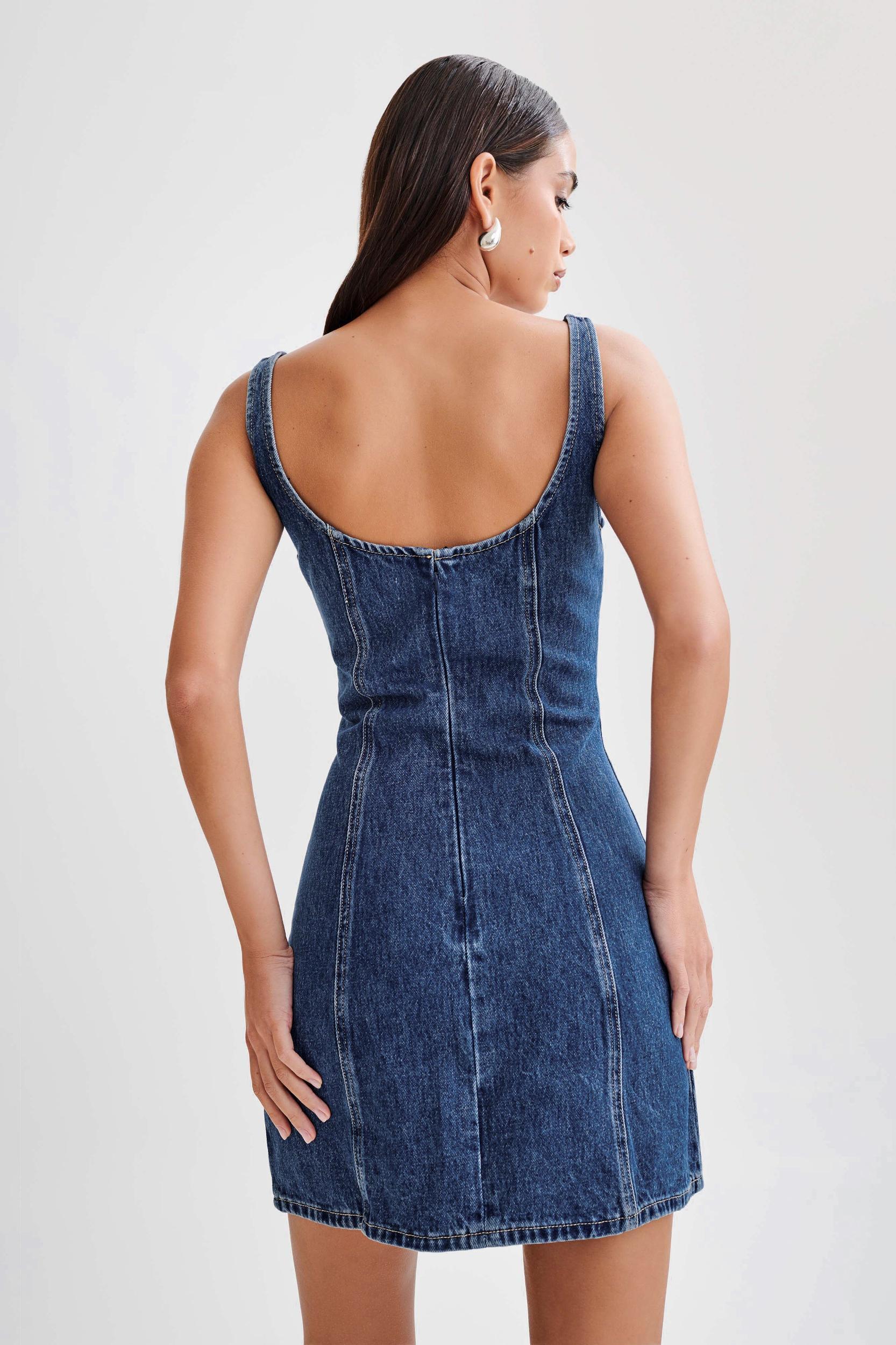 Rue Denim Mini Dress - Dark Blue Product Image
