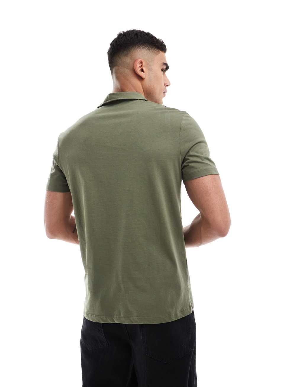 ASOS Design jersey shirt in khaki Product Image