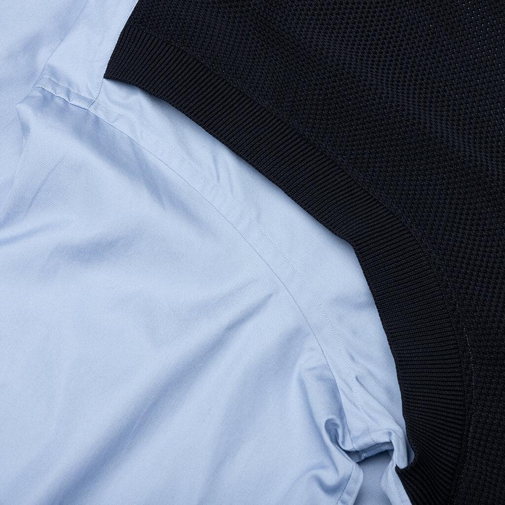 Mixed Material Shirt - Sax/Navy Male Product Image
