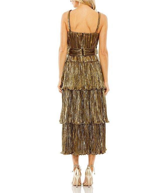 Mac Duggal Sleeveless Square Neck Tiered Ruffled Detail Dress Product Image