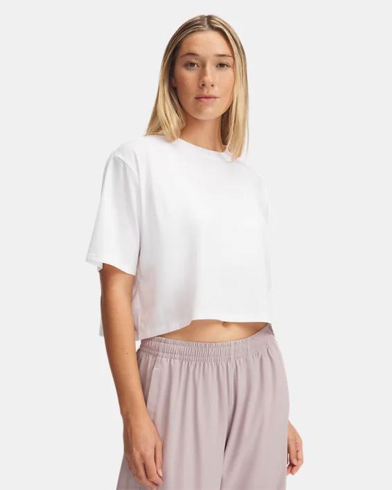 Women's Under Armour Rival Short Sleeve Cropped Tee, Size: Small, White Product Image