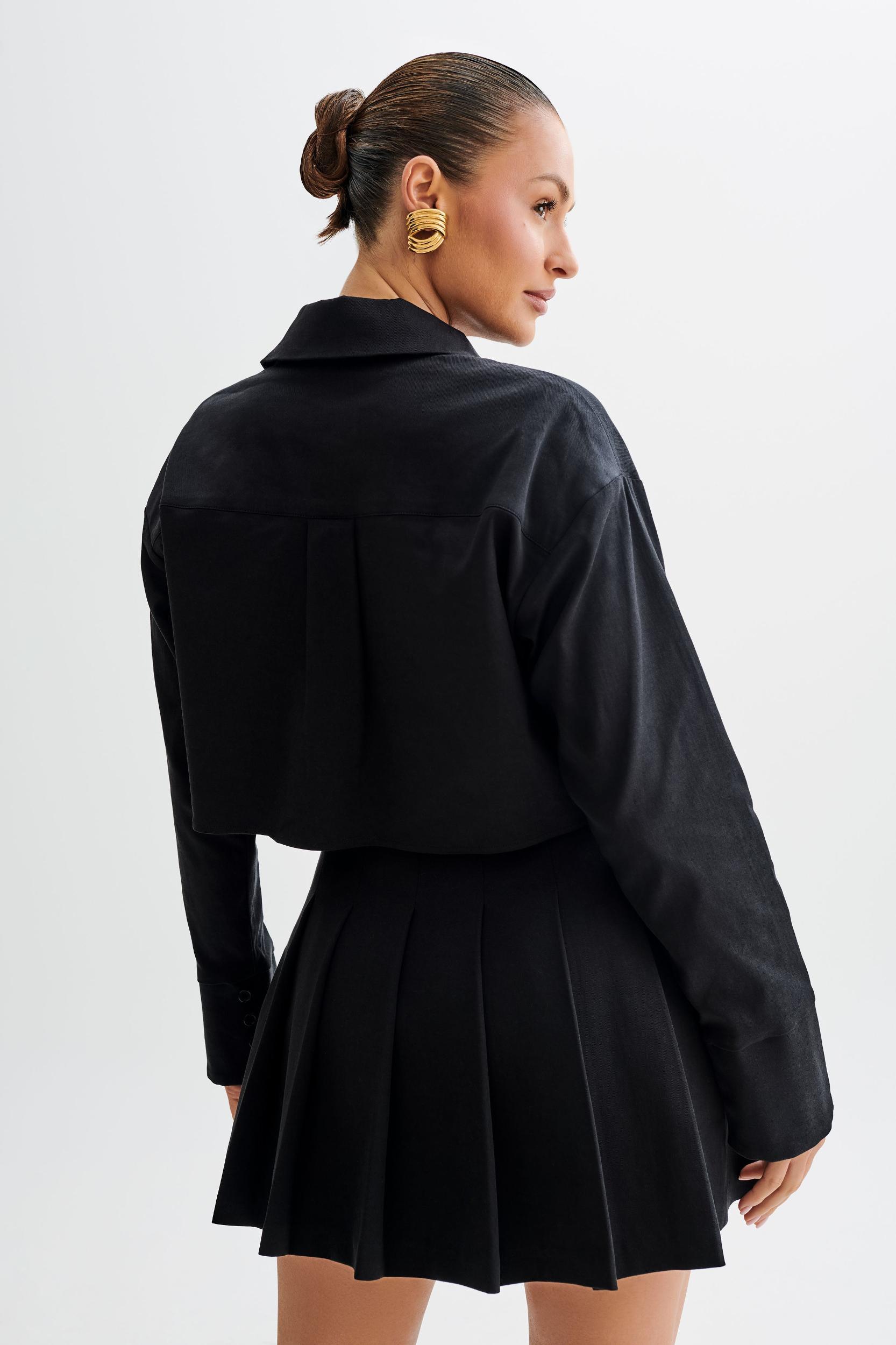 Julianna Cotton Button Up Shirt - Black Product Image