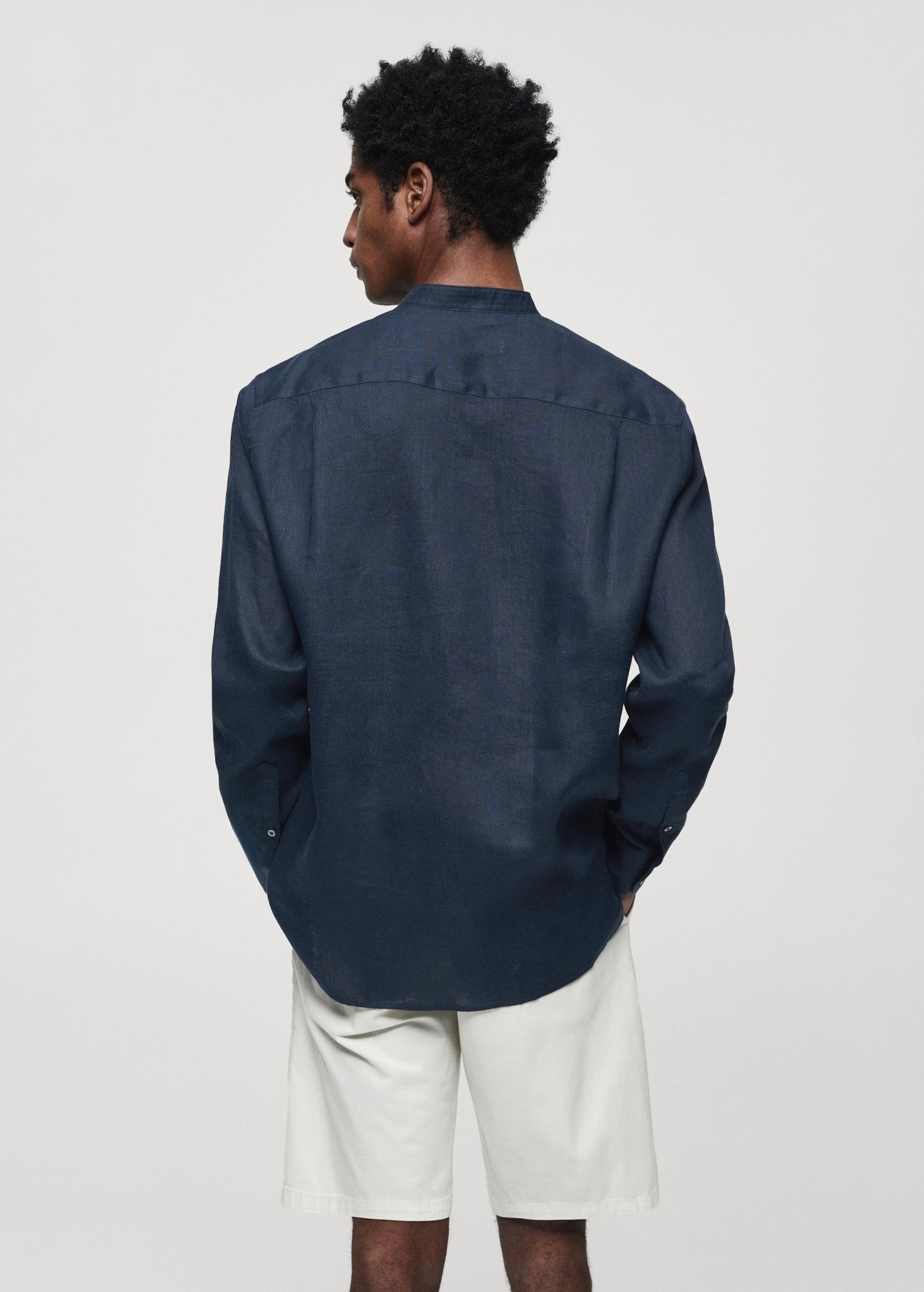 100% linen Mao collar shirt - Men | MANGO USA Product Image