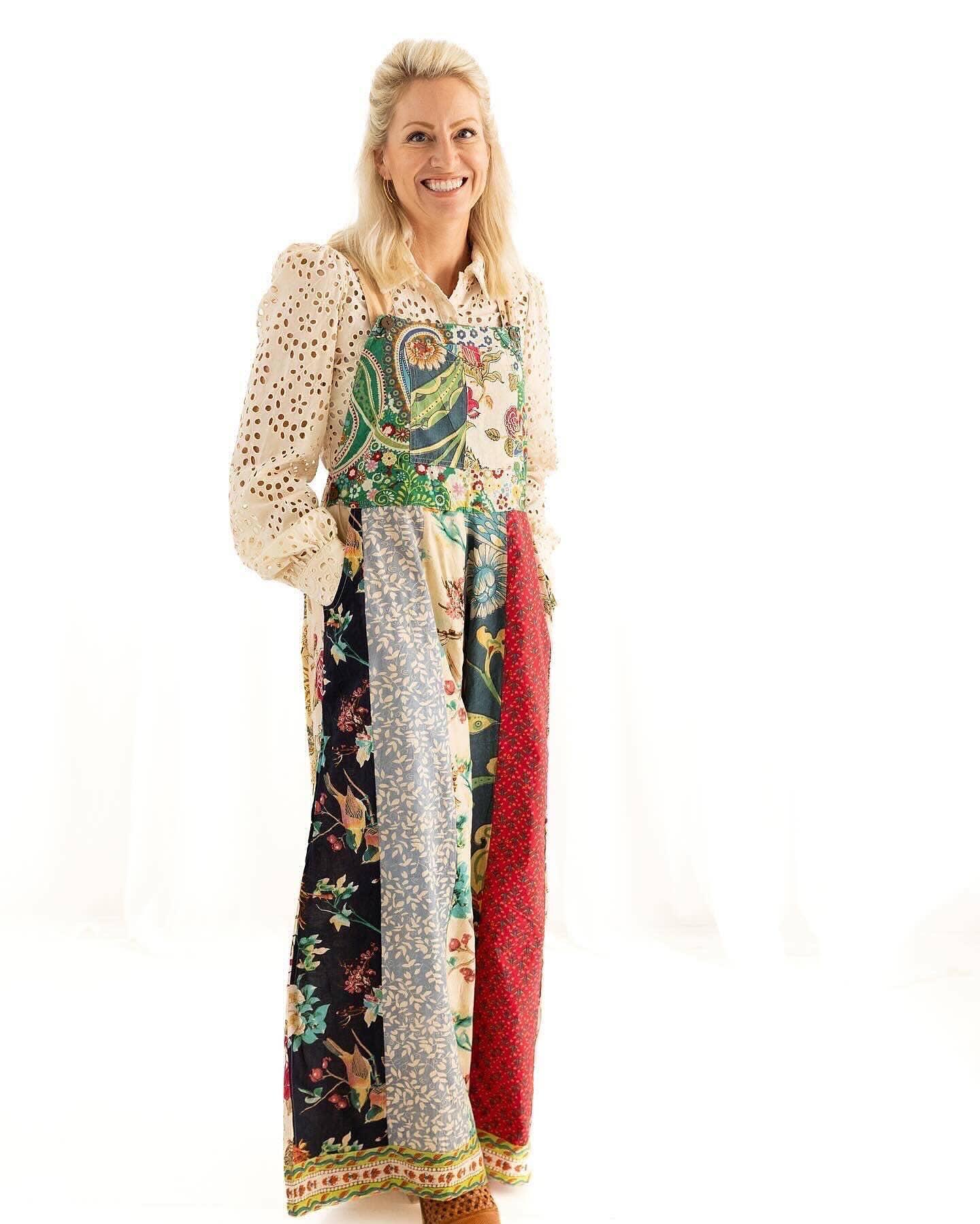 Botanical Motif Patchwork Printed Overalls Product Image