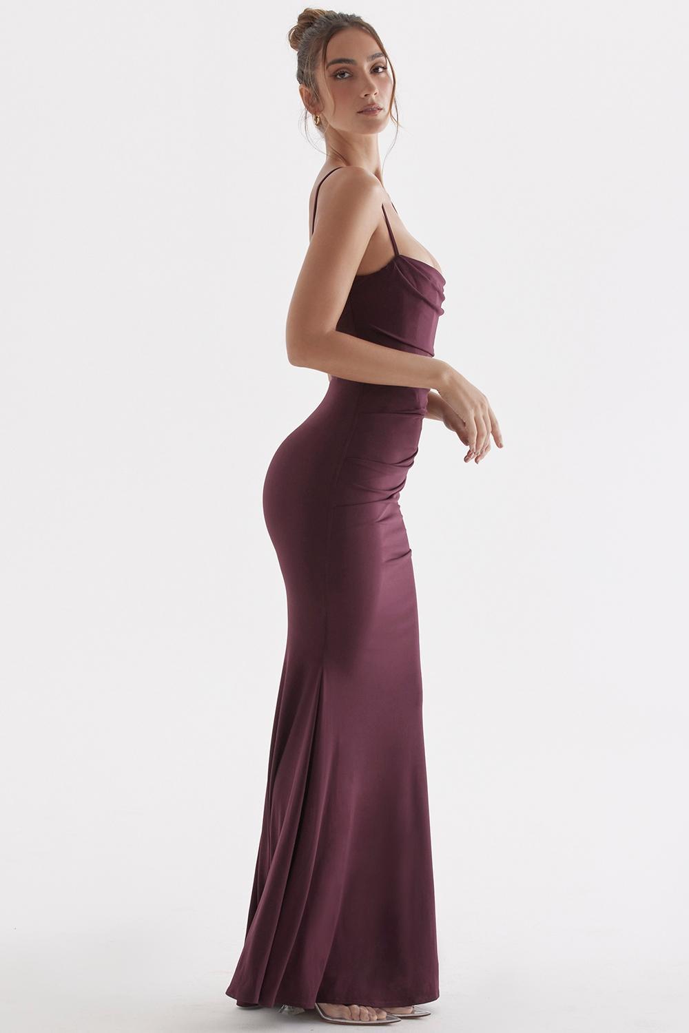 Milena  dark cherry corset maxi dress - sale Product Image