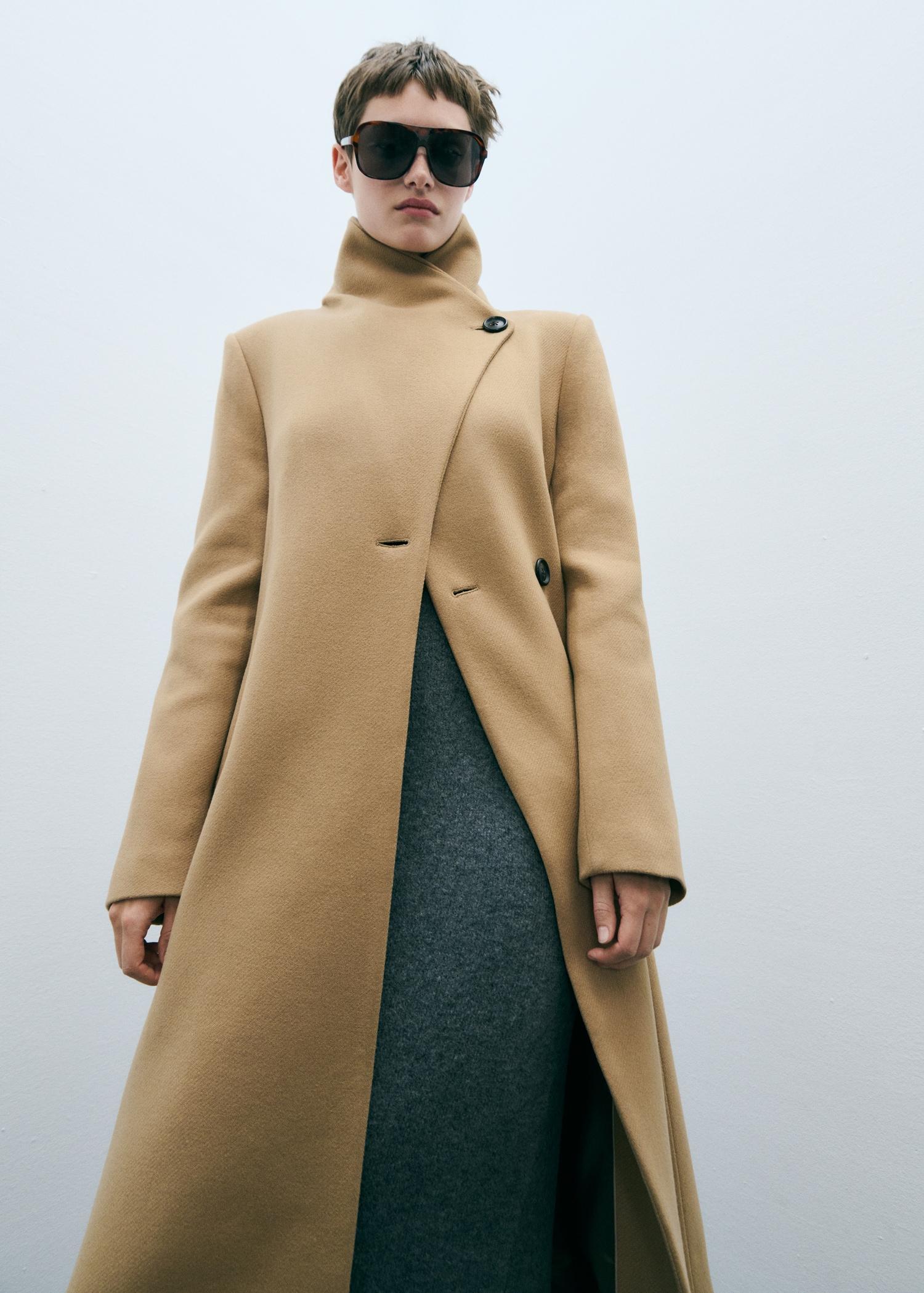 Manteco wool coat with belt - Women | MANGO USA Product Image