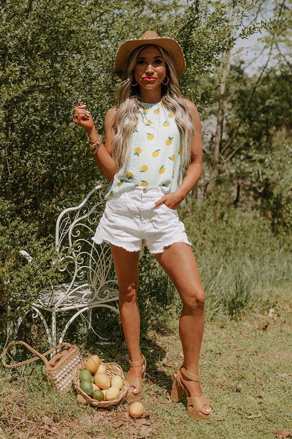 The William High Waist Distressed Shorts In White Product Image