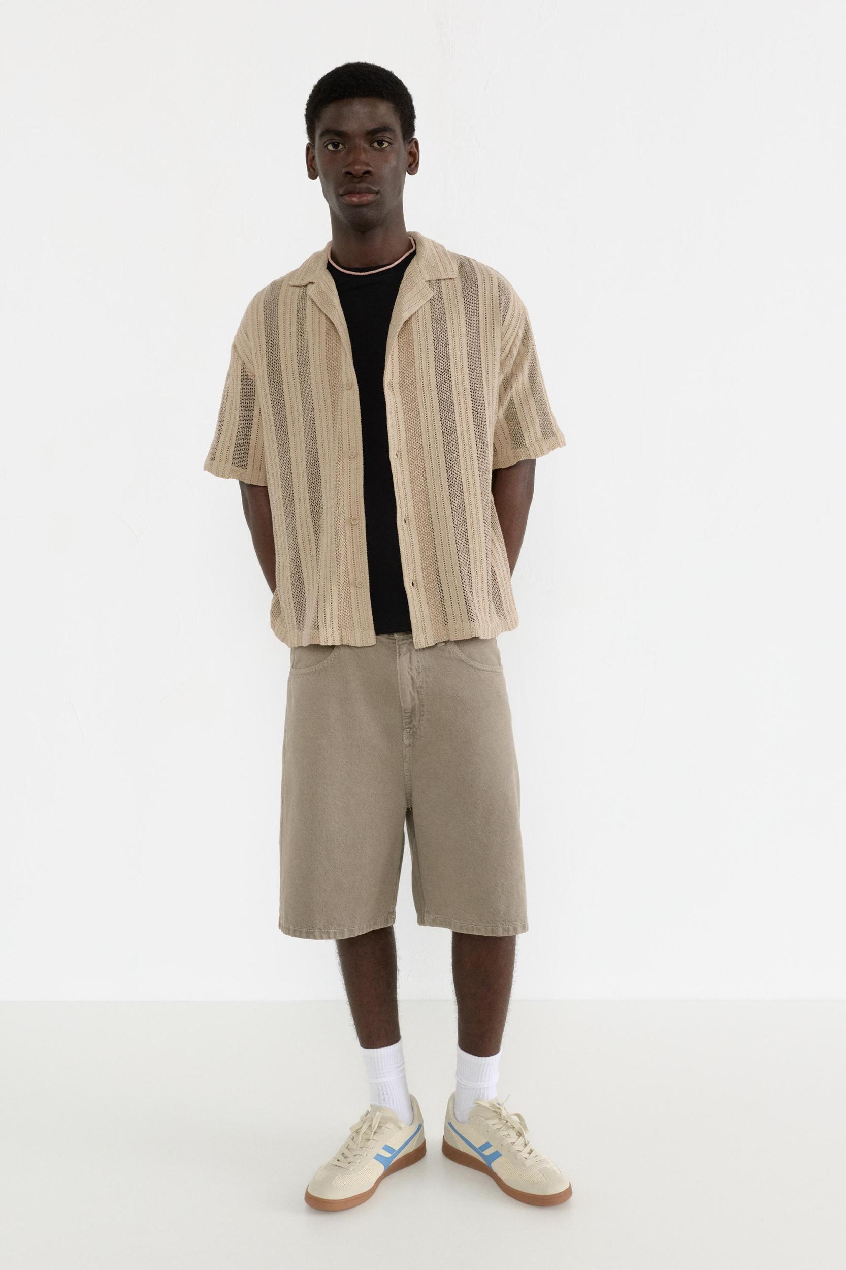 Short sleeve open knit shirt Product Image