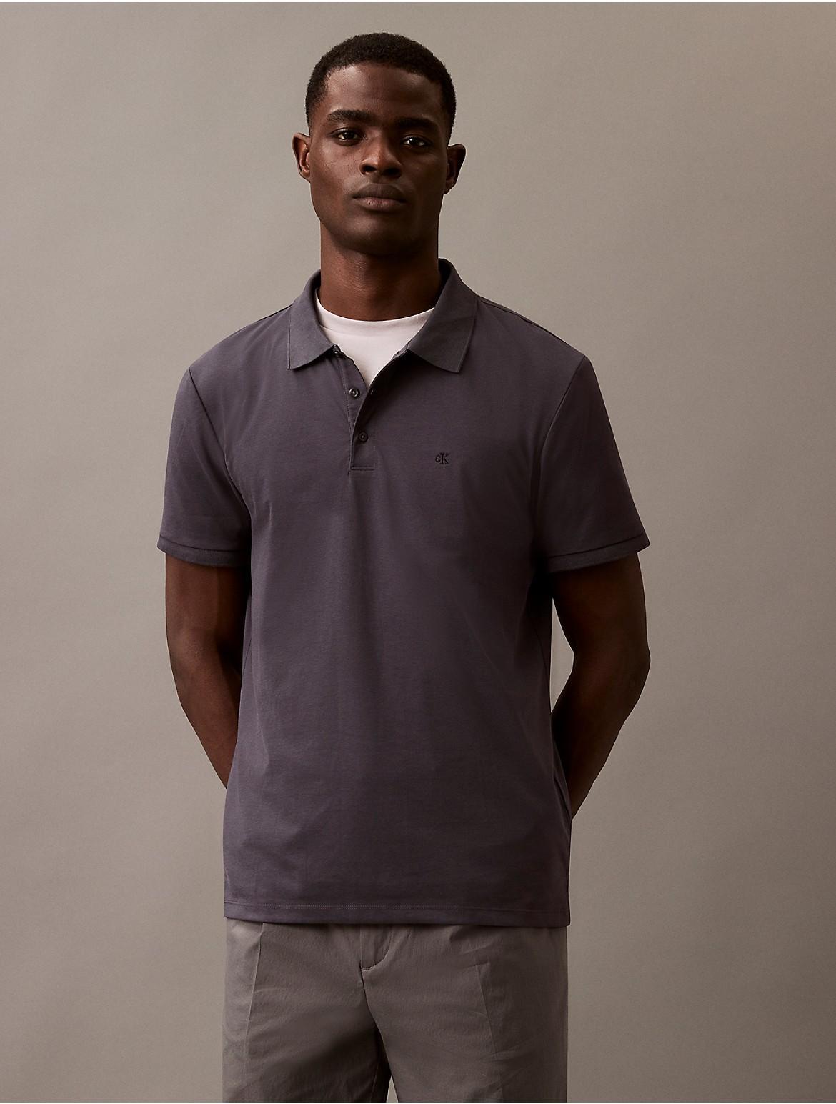 Calvin Klein Men's Smooth Cotton Monogram Logo Polo Shirt - Blue - XS Product Image