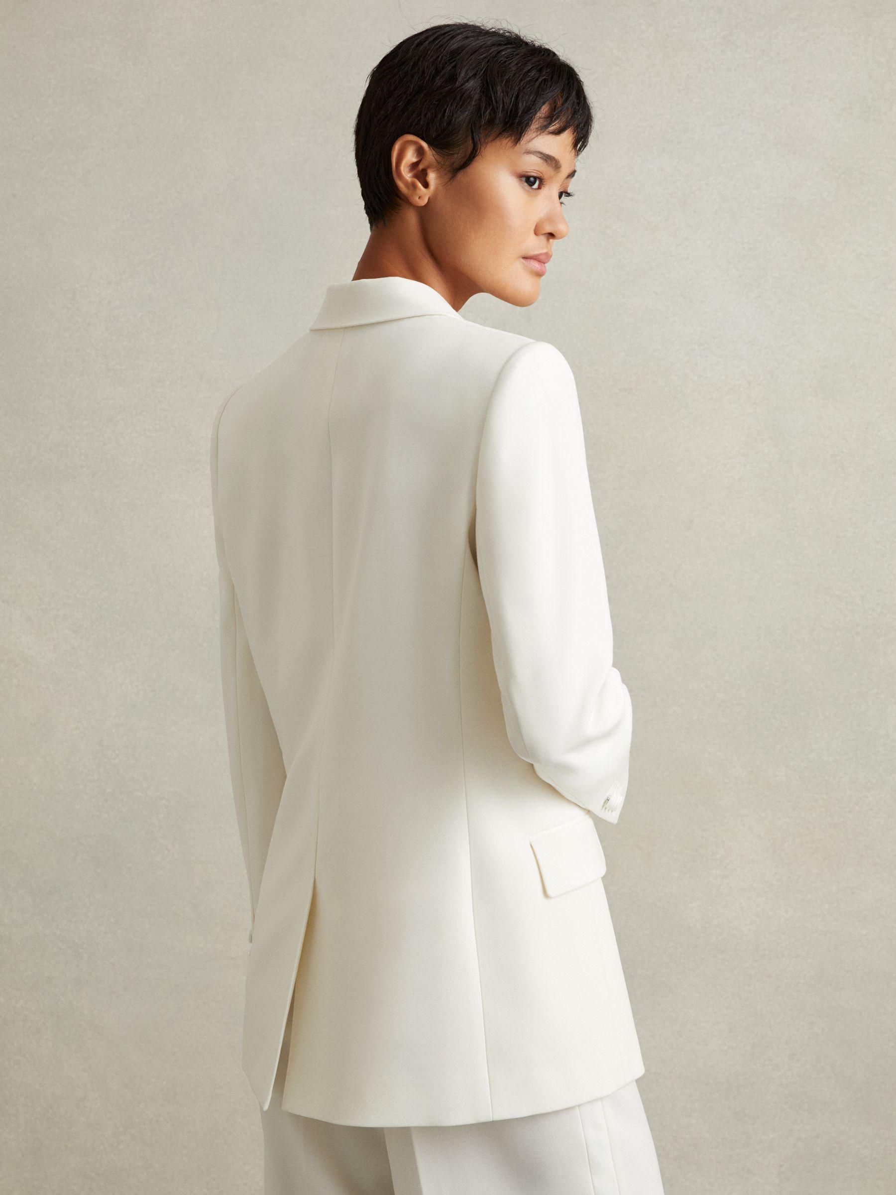 Wool Blend Double Breasted Tux Blazer in White Product Image