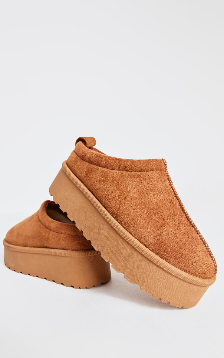 Chestnut Faux Suede Round Toe Ankle Boots Product Image