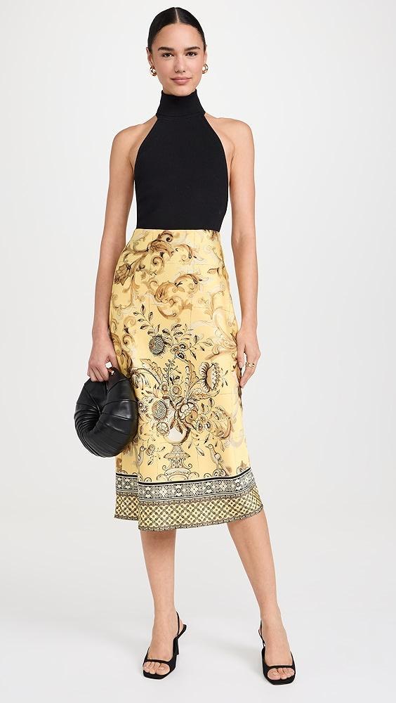alice + olivia Maeve Mid Length Slip Skirt with Slit | Shopbop Product Image