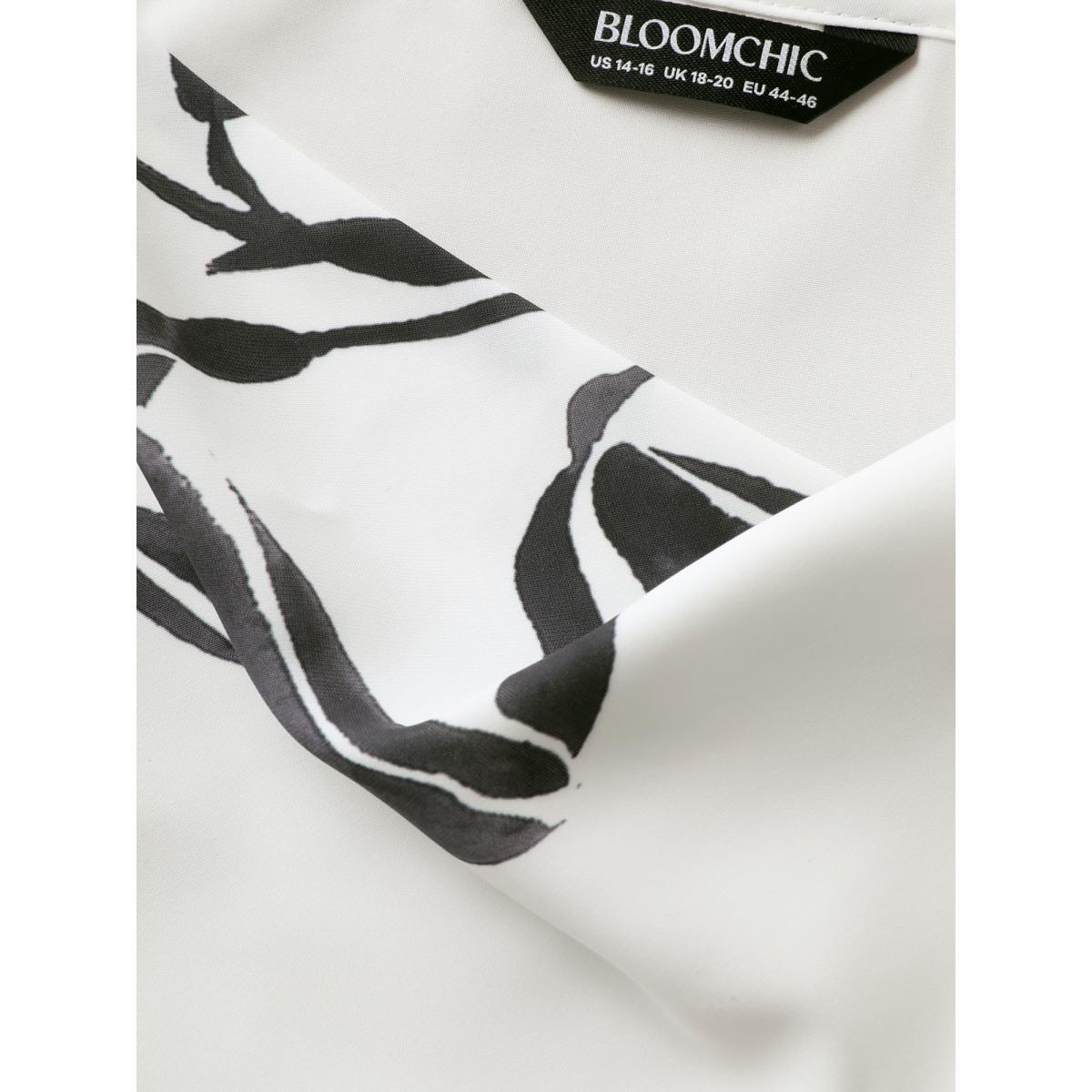 Plus Size Cowl Neck Lily Print Split Hem Cami Top Women Ivory Elegant Contrast Cowl Neck Everyday Tank Tops Camis BloomChic 26/4X Product Image