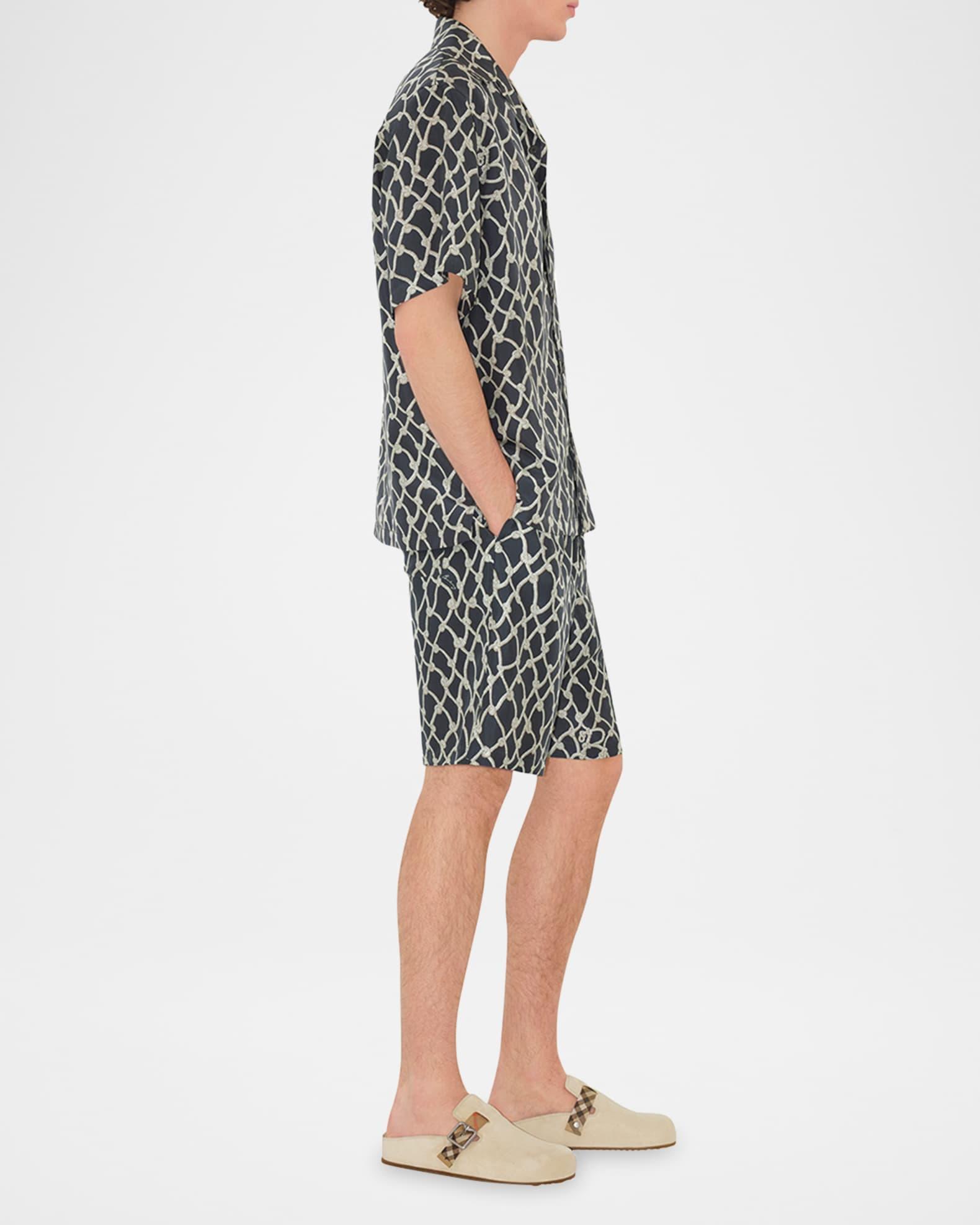 Mens Knot Printed Silk Camp Shirt Product Image