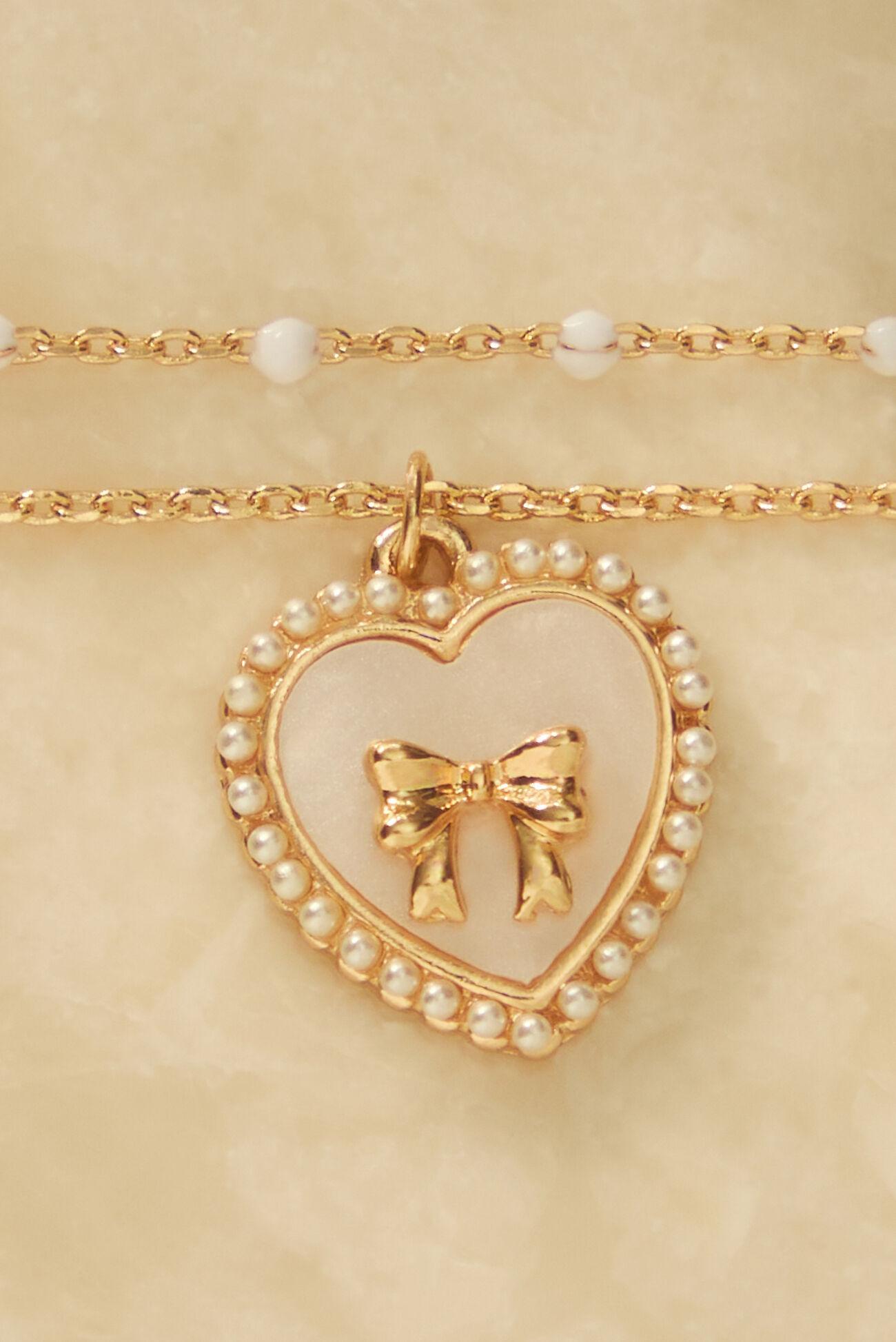 Layered Bow Heart Necklace Product Image