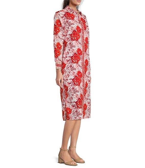 Jude Connally Martha Painted Blooms Print Point Collar Long Sleeve Midi Dress Product Image