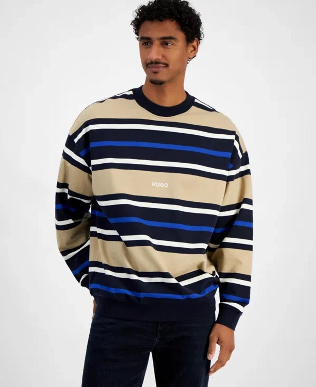 Hugo Boss Mens Nocusery Striped Long Sleeve Crewneck Sweater Product Image