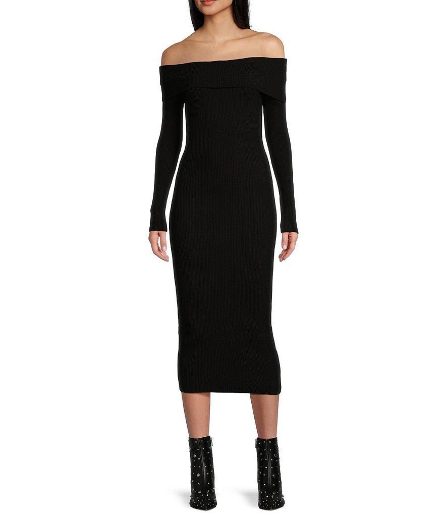 Blu Pepper Off Shoulder Midi Sweater Dress Product Image