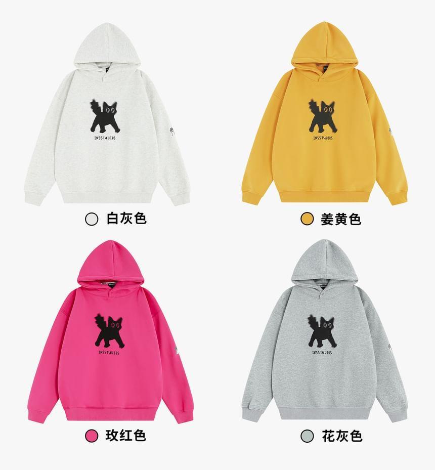 Couple Matching Cat Print Loose Fit Hoodie Product Image