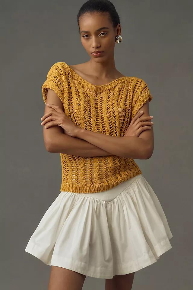 Maeve Asymmetrical Open-Stitch Muscle Sweater Vest Product Image