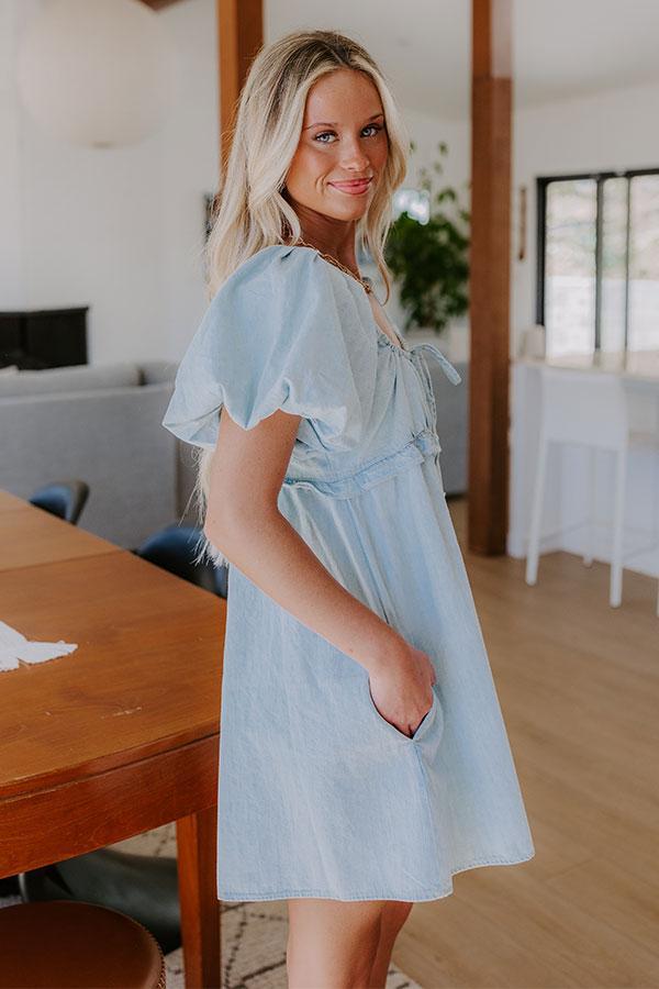 Bistro Cutie Denim Romper in Light Wash Product Image