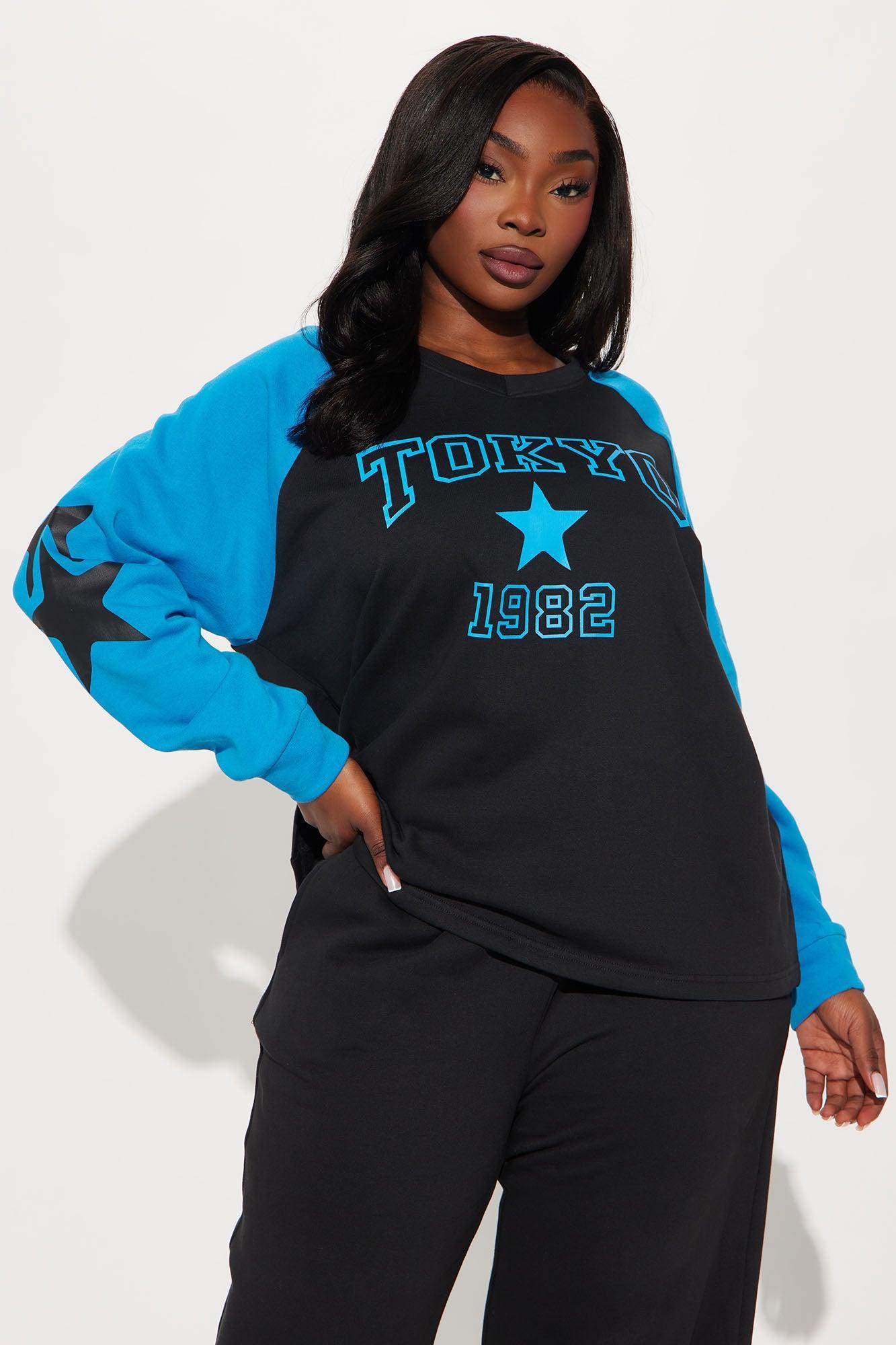 Tokyo Jersey Sweatsuit Set - Black/Blue Product Image