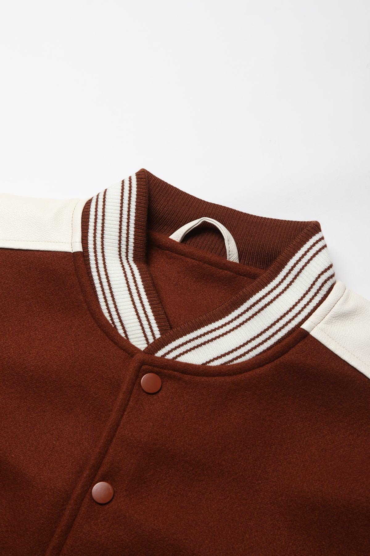 TRS - Vegan Varsity Jacket - Brown Product Image