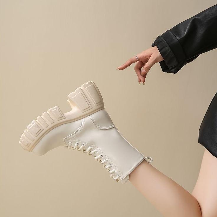 Platform Lace Up Short Boots Product Image