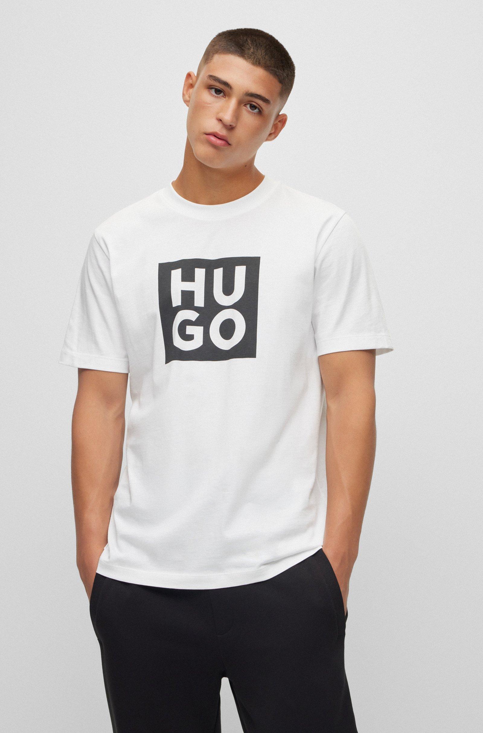 HUGO BOSS Logo-print Cotton T-shirt In White Product Image