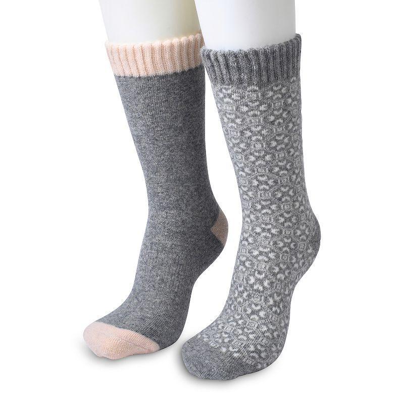 Women's GaaHuu 2-Pack Wool Blend Thermal Socks, Gray Allover Nordic Product Image